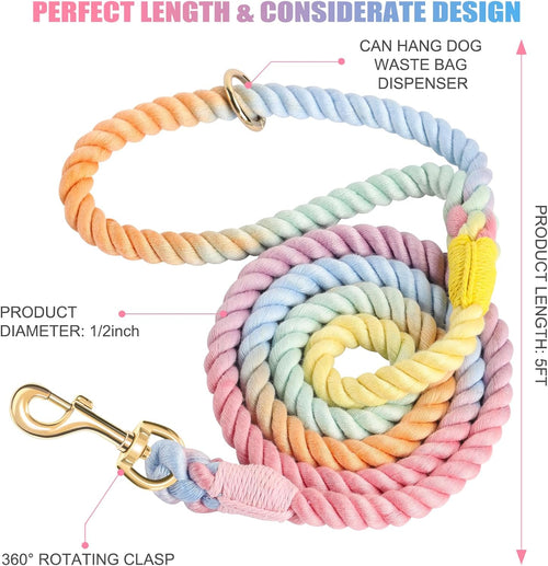 5 FT Handmade Rope Dog Leash for Small Medium and Large Dogs