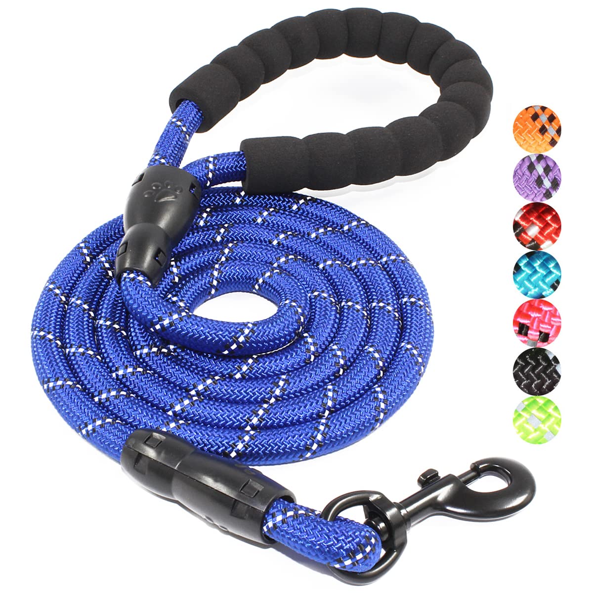 BAAPET 2/4/5/6 FT Dog Leash with Comfortable Padded Handle and Highly Reflective Threads for Small Medium and Large Dogs (5FT-1/2'', Black)