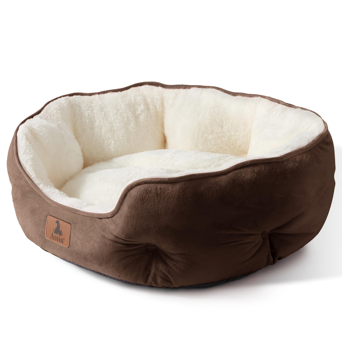 Asvin Small Dog Bed for Small Dogs, Cat Beds for Indoor Cats, Pet Bed for Puppy and Kitty, Extra Soft & Machine Washable with Anti-Slip & Water-Resistant Oxford Bottom, Grey, 20 inches