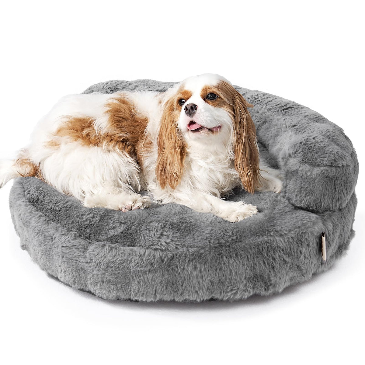EHEYCIGA Dog Bed Medium Size Dog, Fluffy Small Dog Couch with Removable Washable Cover, Bolster Pet Sofa, Waterproof and Non-Slip, 30" x 30"x 8.5", Cream