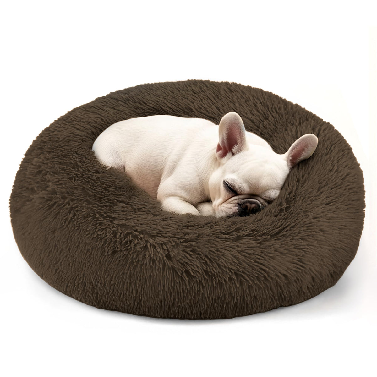 Hoewina Dog & Cat Bed for Indoor Cats, 20in Calming Donut Bed (Light Grey)