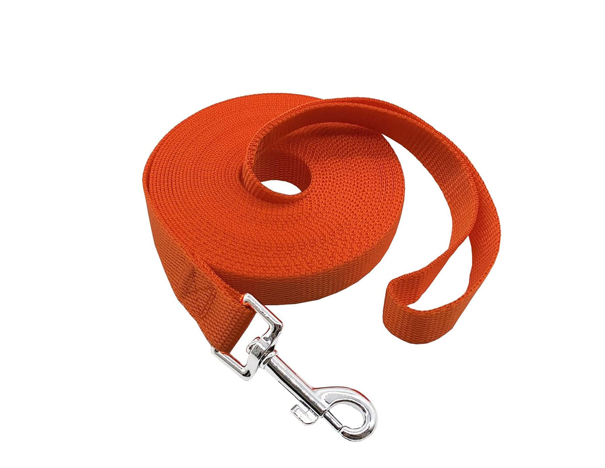Nylon Training Dog Leash for Small Medium Large Dogs, 15ft 20ft 30ft 50ft Long Puppy Lead for Obedience Recall Training, Camping (20ft, Black)