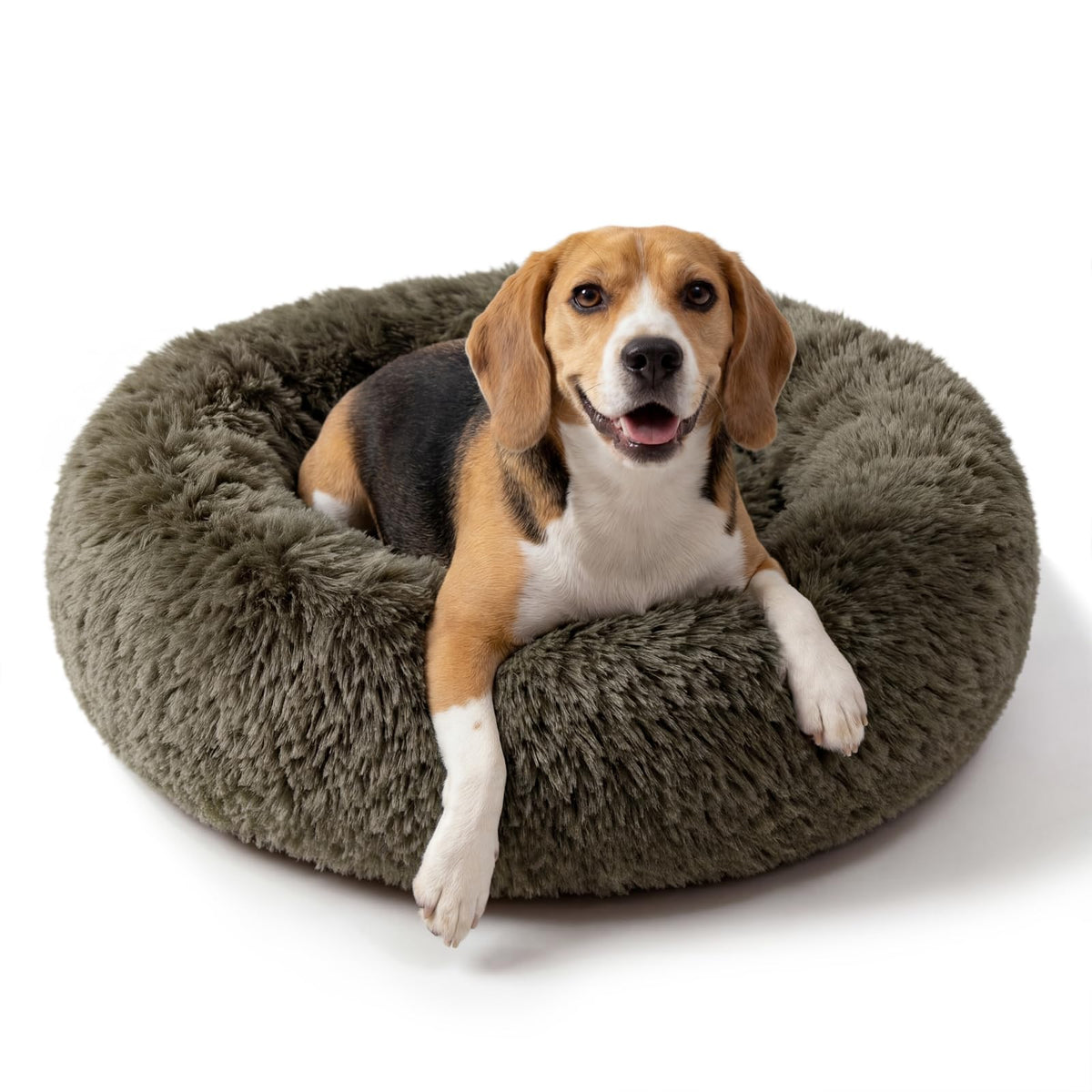 Small Calming Dogs Bed for Small Dogs Anti-Anxiety Machine Washable Fluffy Luxury Anti-Slip Waterproof Mute Base Warming Cozy Soft Pet Puppy Round Bed