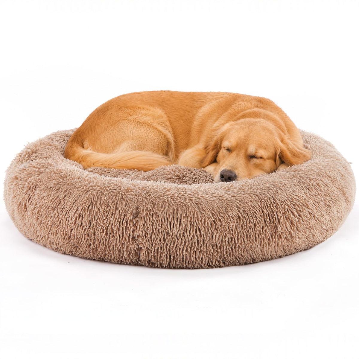 DUMOS 30.7 Inch Large Donut Dog Bed for Indoor Use, Fluffy Faux Fur Plush