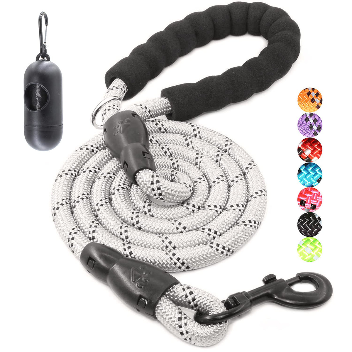 BAAPET 2/4/5/6 FT Dog Leash with Comfortable Padded Handle and Highly Reflective Threads for Small Medium and Large Dogs (5FT-1/2'', Black)