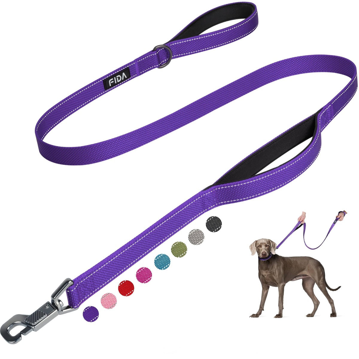 Fida Heavy Duty Dog Leash for Medium Large Dogs, 4 FT, Dual Padded Handles