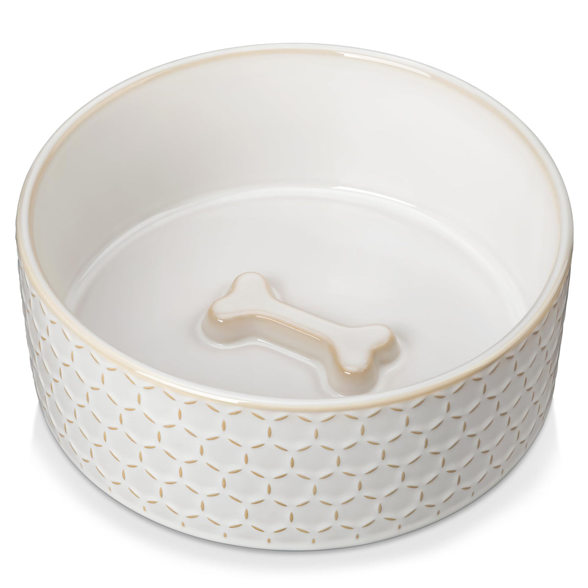 MALACASA Dog Bowl Set, Ceramic Bowls with Walnut Wood Stand, 2 Cups