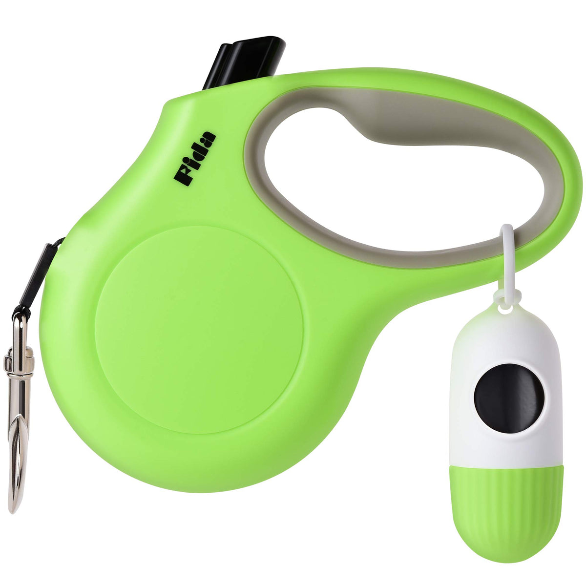 Fida Retractable Dog Leash with Dispenser and Poop Bags, 16ft, White & Pink