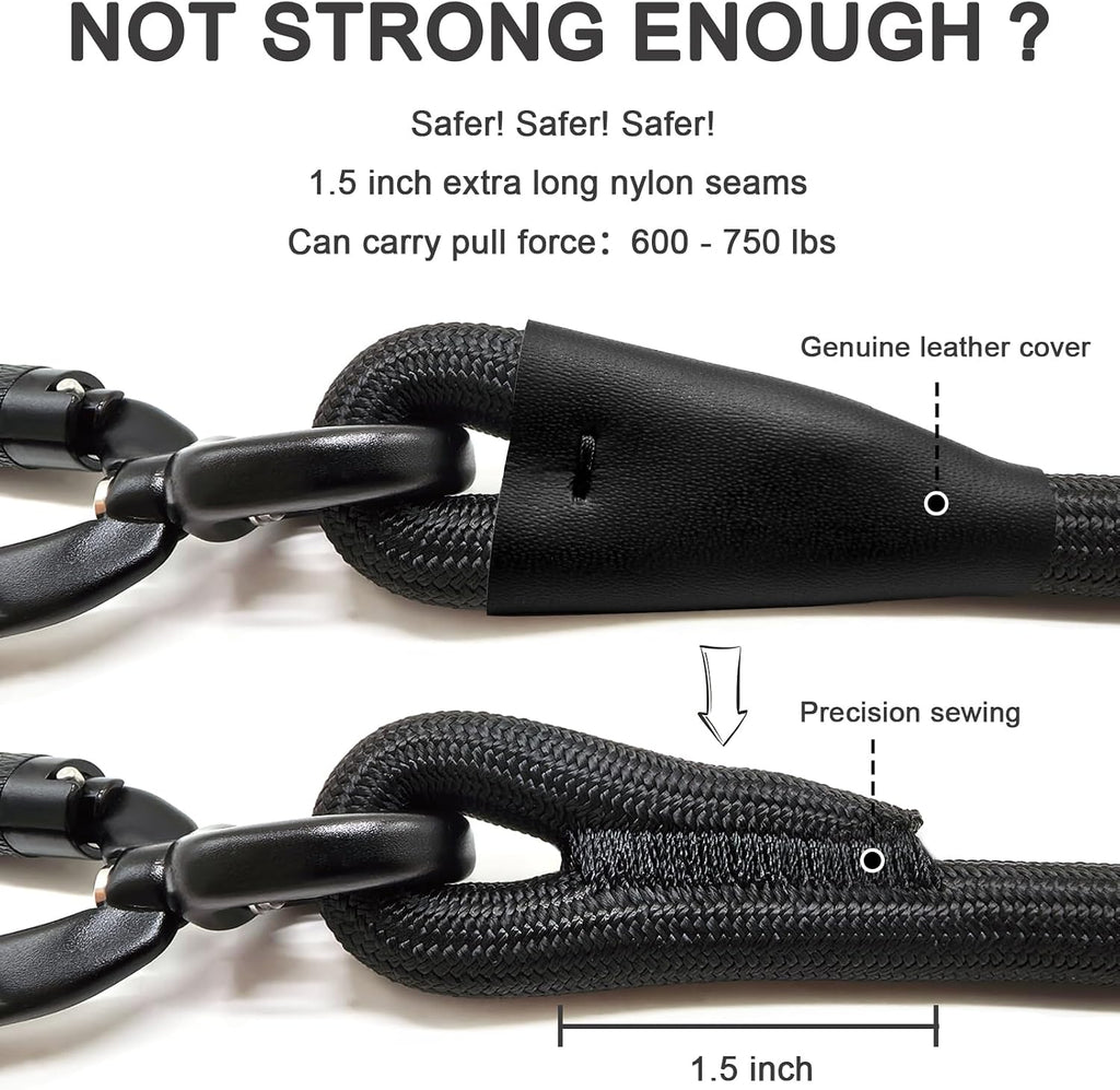 Rope Dog Leash, 6 Foot Heavy Duty Dog Leash with Aviation Aluminum Auto Locking Carabiner, Strong Nylon Pet Lead for Small, Medium, Large Dogs (Black, 6FT)