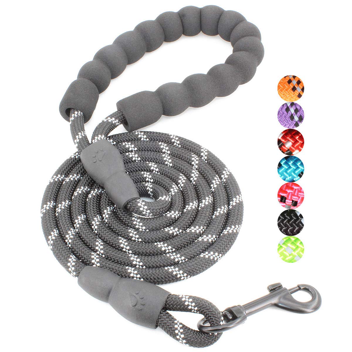 BAAPET 2/4/5/6 FT Dog Leash with Comfortable Padded Handle and Highly Reflective Threads for Small Medium and Large Dogs (5FT-1/2'', Black)