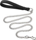 Chain Heavy Duty Metal Dog Leash, 6FTx3mm Chew Proof Pet Leash Chain with Soft Padded Handle for Large & Medium Size Dogs Walking, Training and Traveling (30-120 lbs)