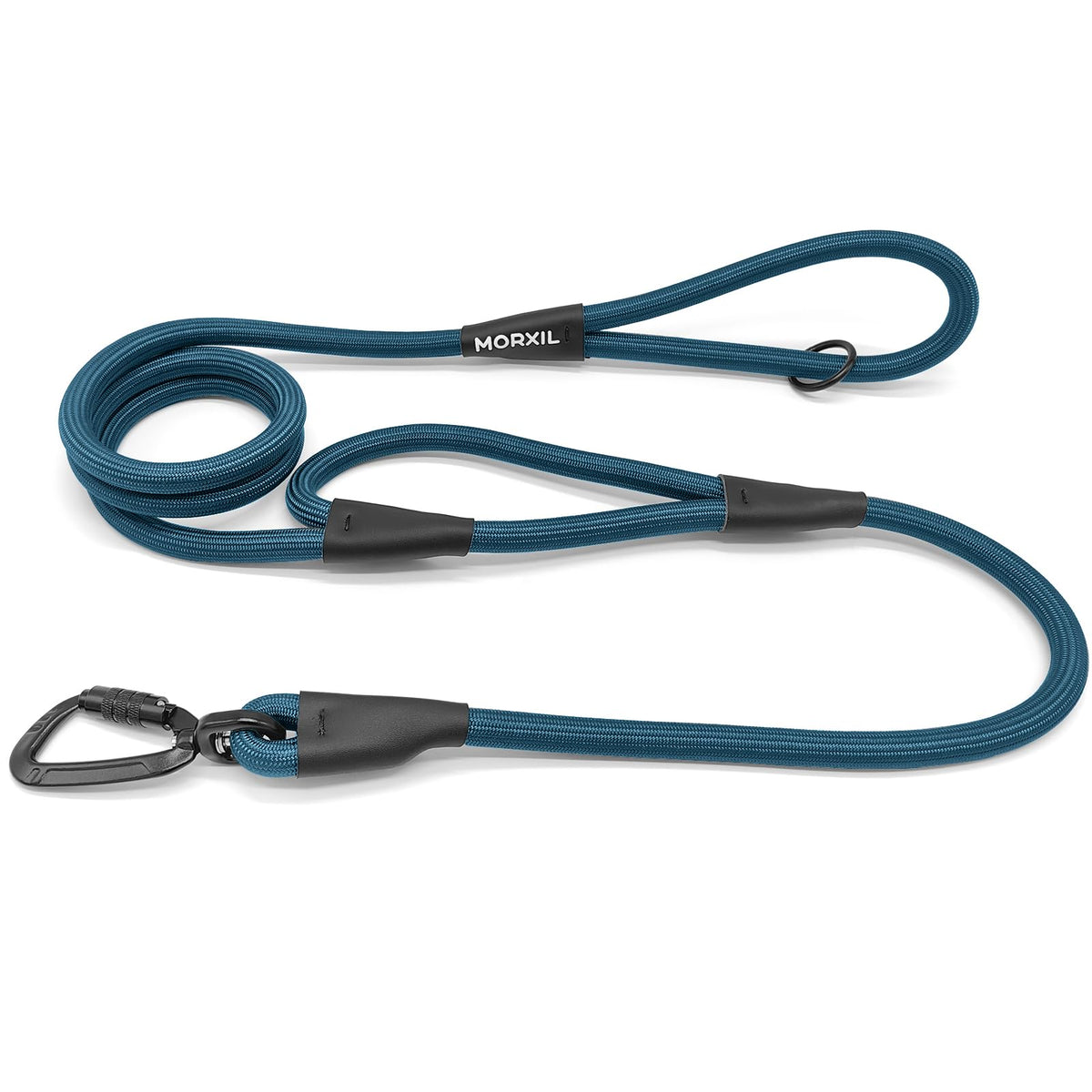 Rope Dog Leash, 6 Foot Heavy Duty Dog Leash with Aviation Aluminum Auto Locking Carabiner, Strong Nylon Pet Lead for Small, Medium, Large Dogs (Black, 6FT)
