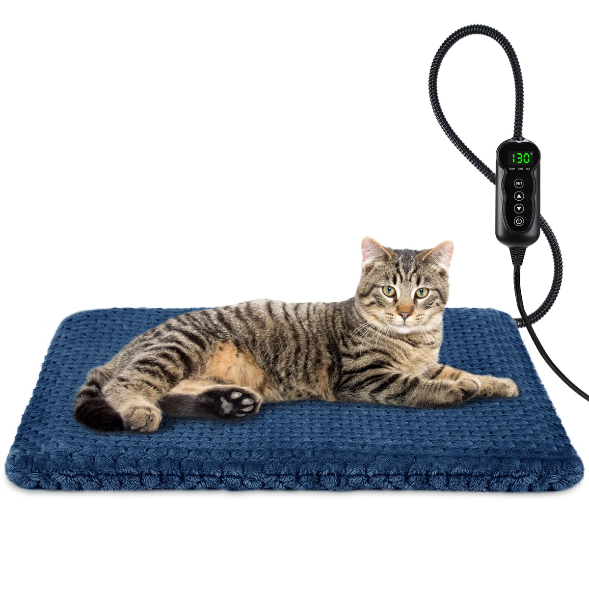 INVENHO Heated Cat Bed, Waterproof Adjustable Temperature Dog Cat Heating Pad with Timer, Indoor Pet Heating Pad for Cats Dogs Electric Pads for Dogs Cats, Pet Heated Pad (S: 18" x 16")