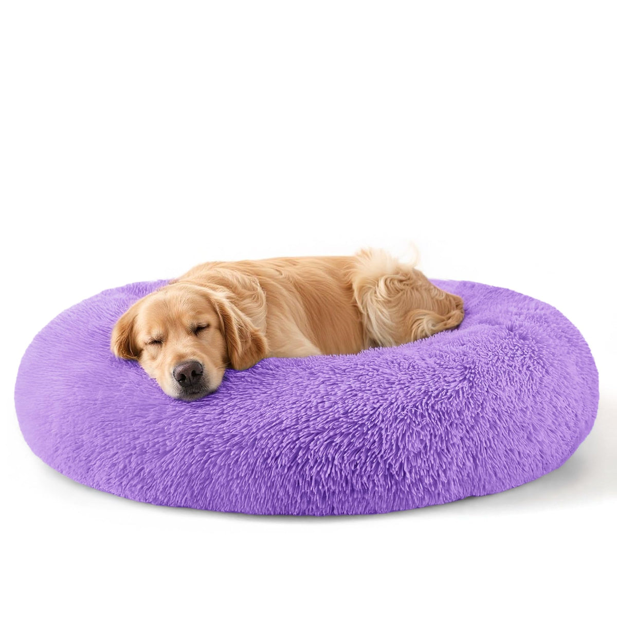 Hoewina Dog & Cat Bed for Indoor Cats, 20in Calming Donut Bed (Light Grey)