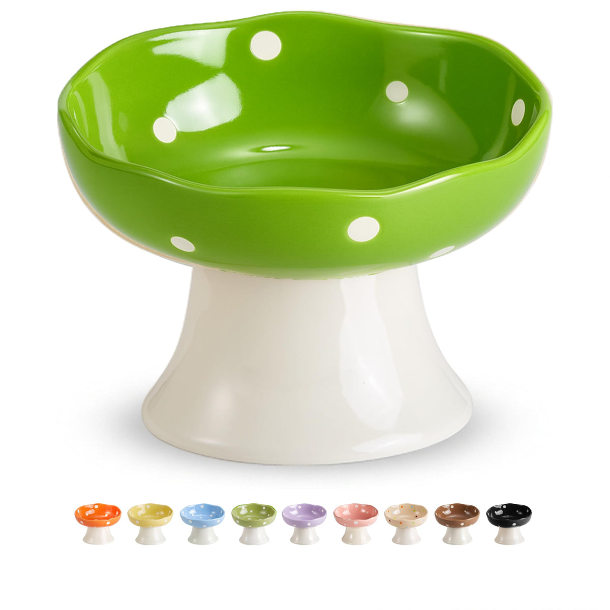 Red Mushroom Cat Bowl, Elevated Ceramic Bowl for Cats