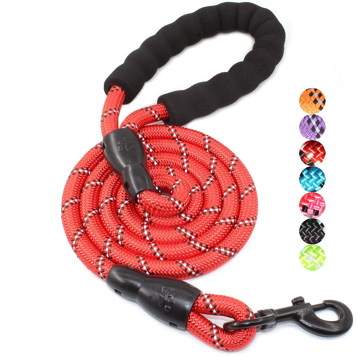 BAAPET 2/4/5/6 FT Dog Leash with Comfortable Padded Handle and Highly Reflective Threads for Small Medium and Large Dogs (5FT-1/2'', Black)