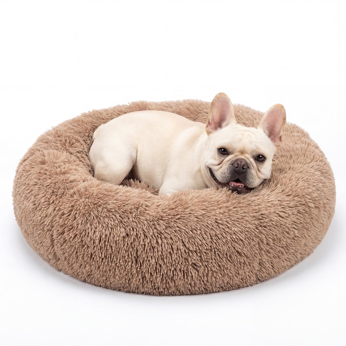 Small Calming Dogs Bed for Small Dogs Anti-Anxiety Machine Washable Fluffy Luxury Anti-Slip Waterproof Mute Base Warming Cozy Soft Pet Puppy Round Bed
