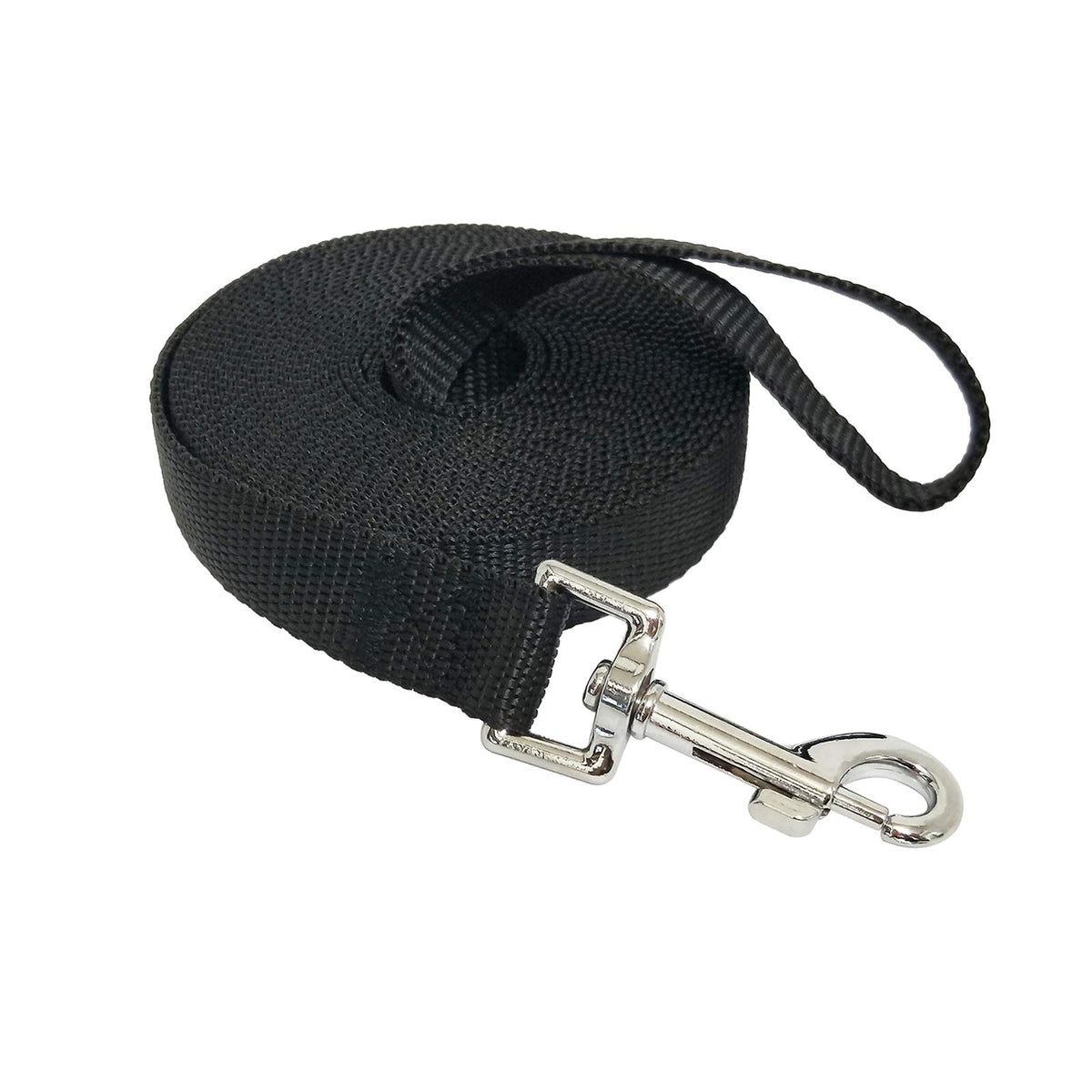 Nylon Training Dog Leash for Small Medium Large Dogs, 15ft 20ft 30ft 50ft Long Puppy Lead for Obedience Recall Training, Camping (20ft, Black)