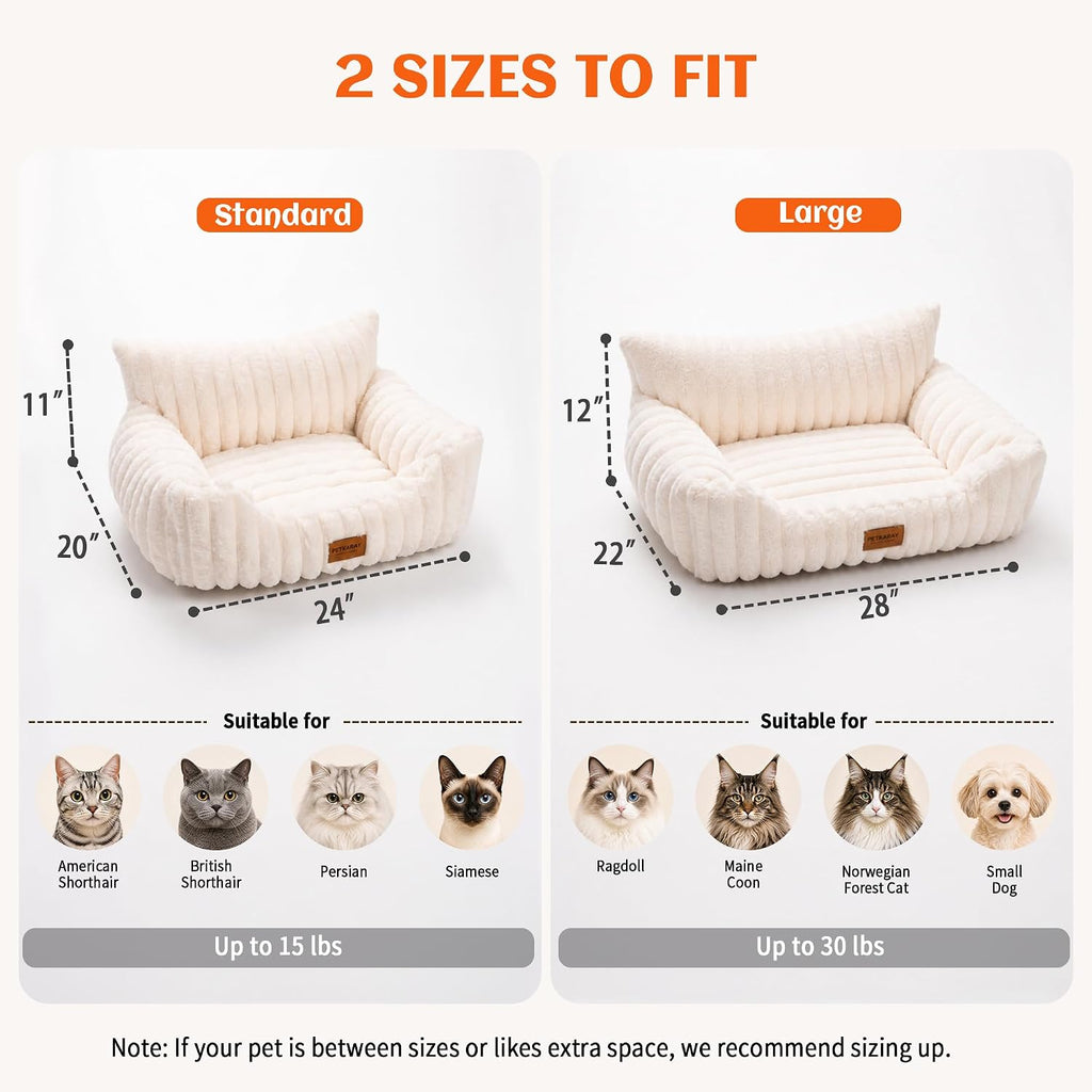 PETKARAY Cat Couch Bed, 24'' Soft Sofa for Indoor Cats, Machine Washable