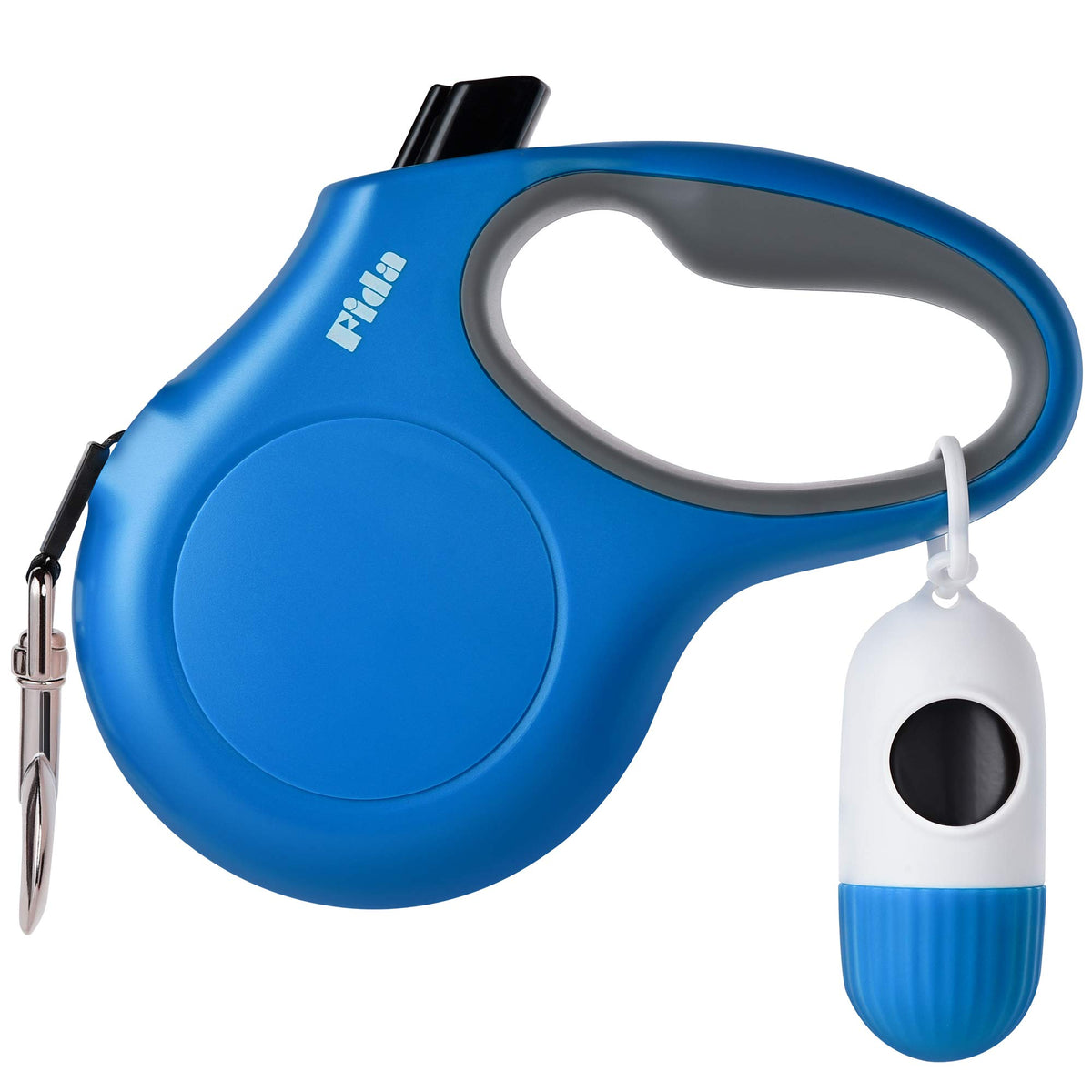 Fida Retractable Dog Leash with Dispenser and Poop Bags, 16ft, White & Pink