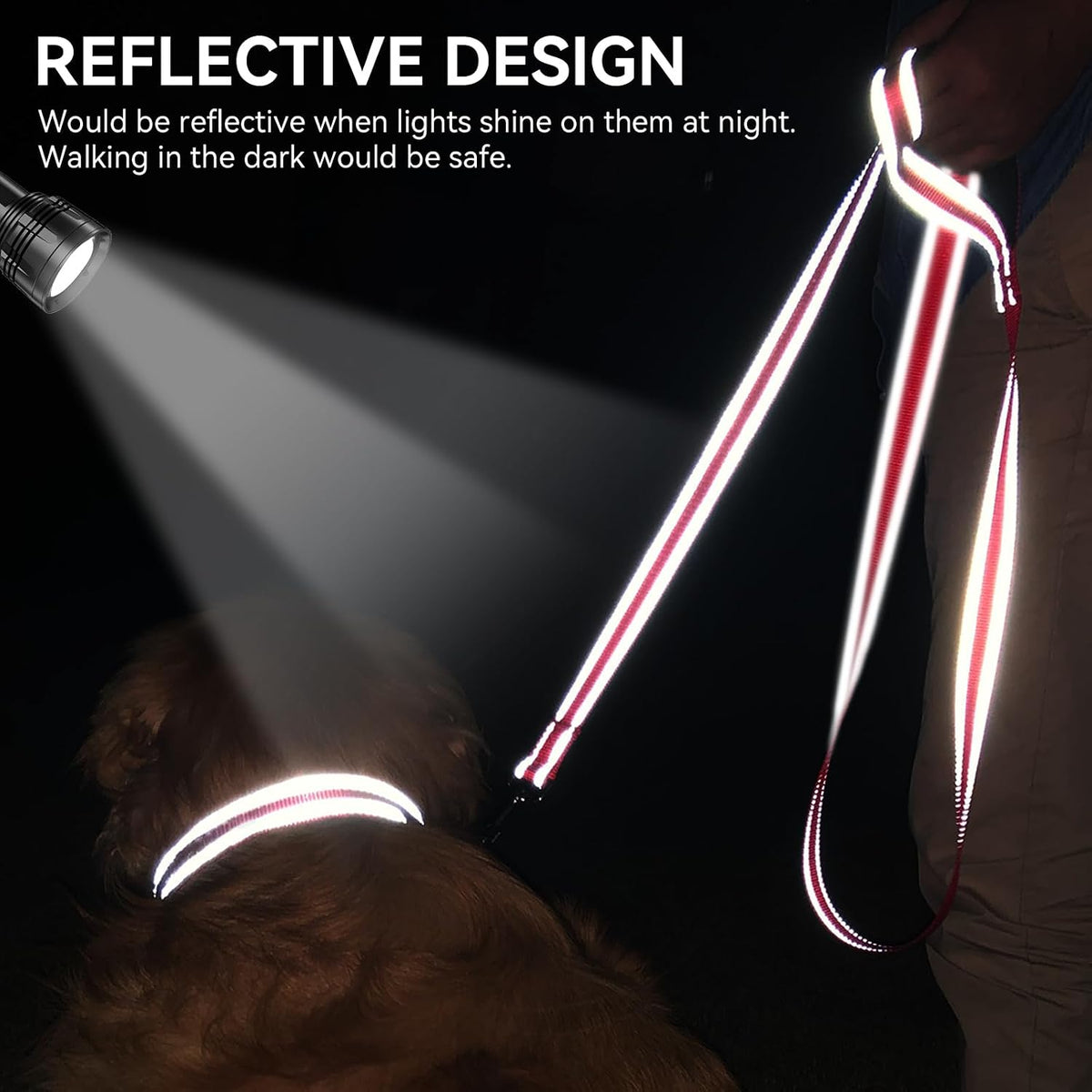 Joytale Reflective Dog Leash for Medium & Large Dogs, 6 FT x 1", Red
