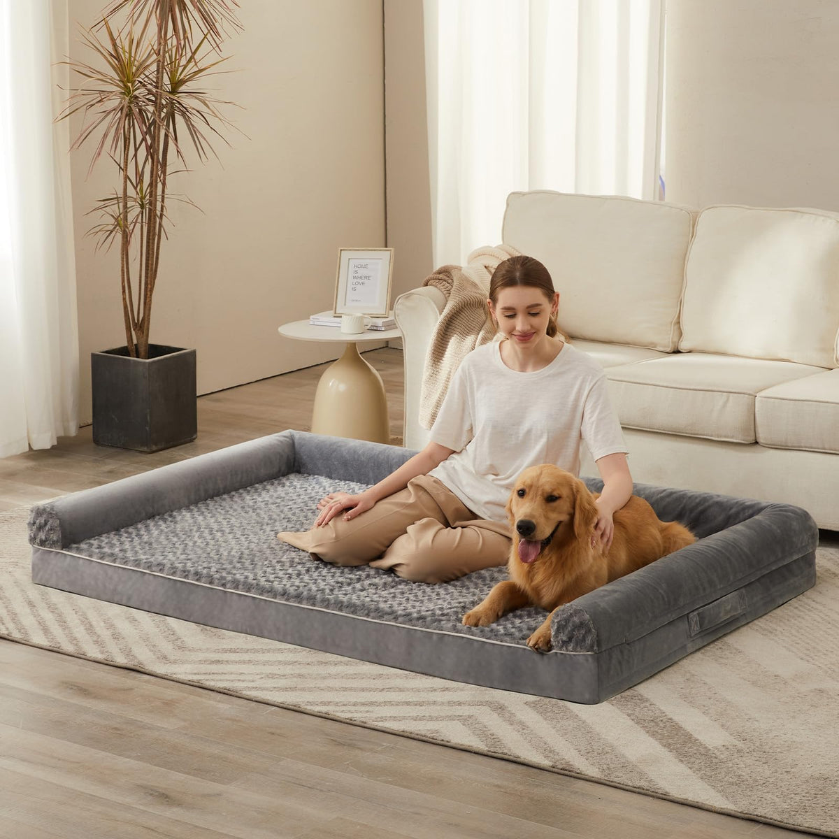 BFPETHOME Orthopedic Washable Large Dog Bed for Senior Dog Comfy Sleep