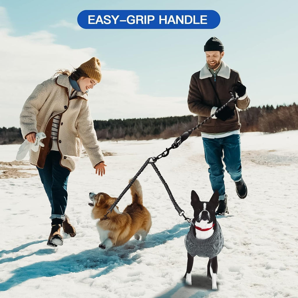 MingXpets Double Dog Leash,360° Swivel Tangle Free Bungee Walking Training