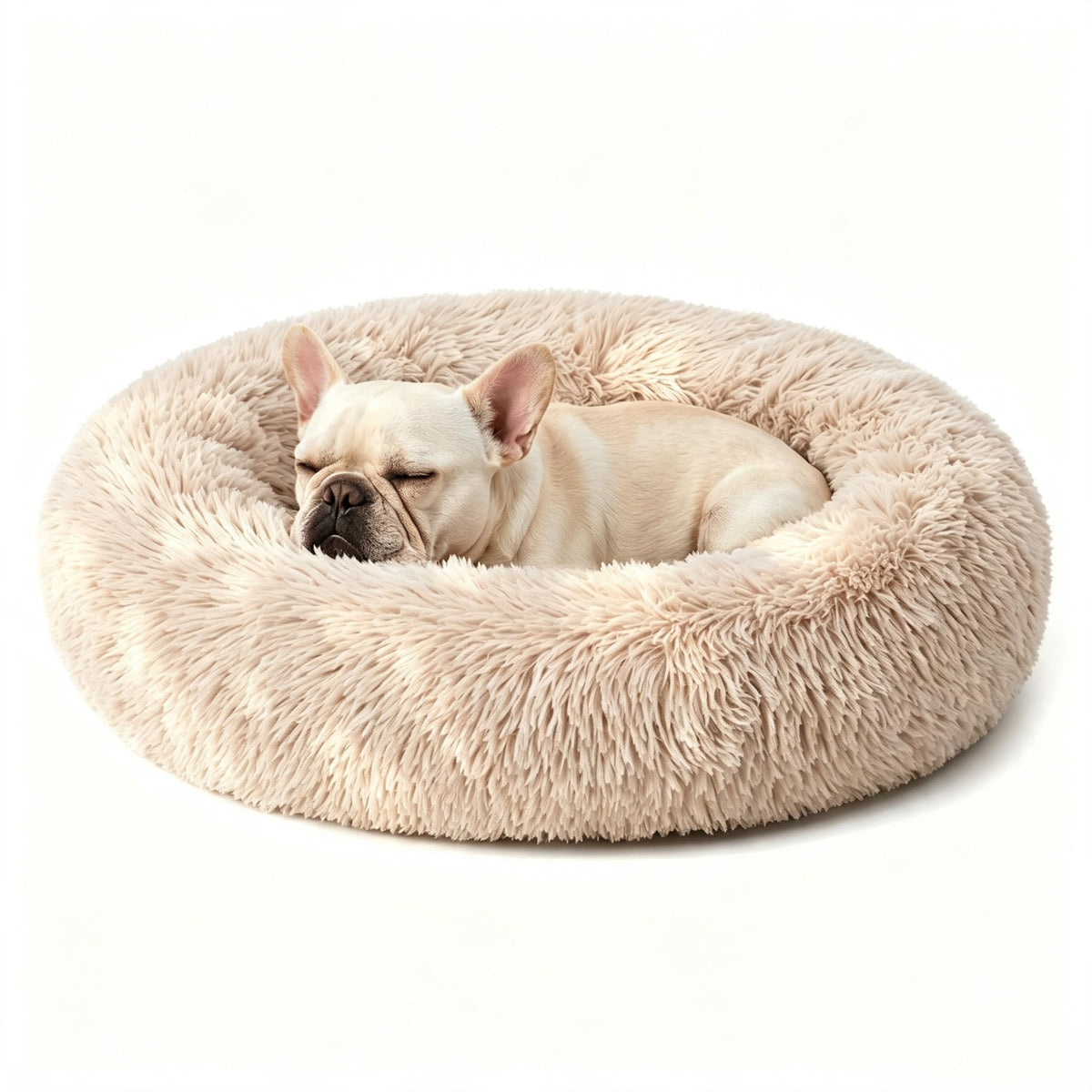 Calming Donut Dog and Cat Bed for Indoor Cats, Anti-Anxiety Round Fluffy Soft Washable Small Pet Bed for Puppy and Kitten, Warming Comfortable Luxury Anti-Slip Waterproof Mute Base 20in Gray