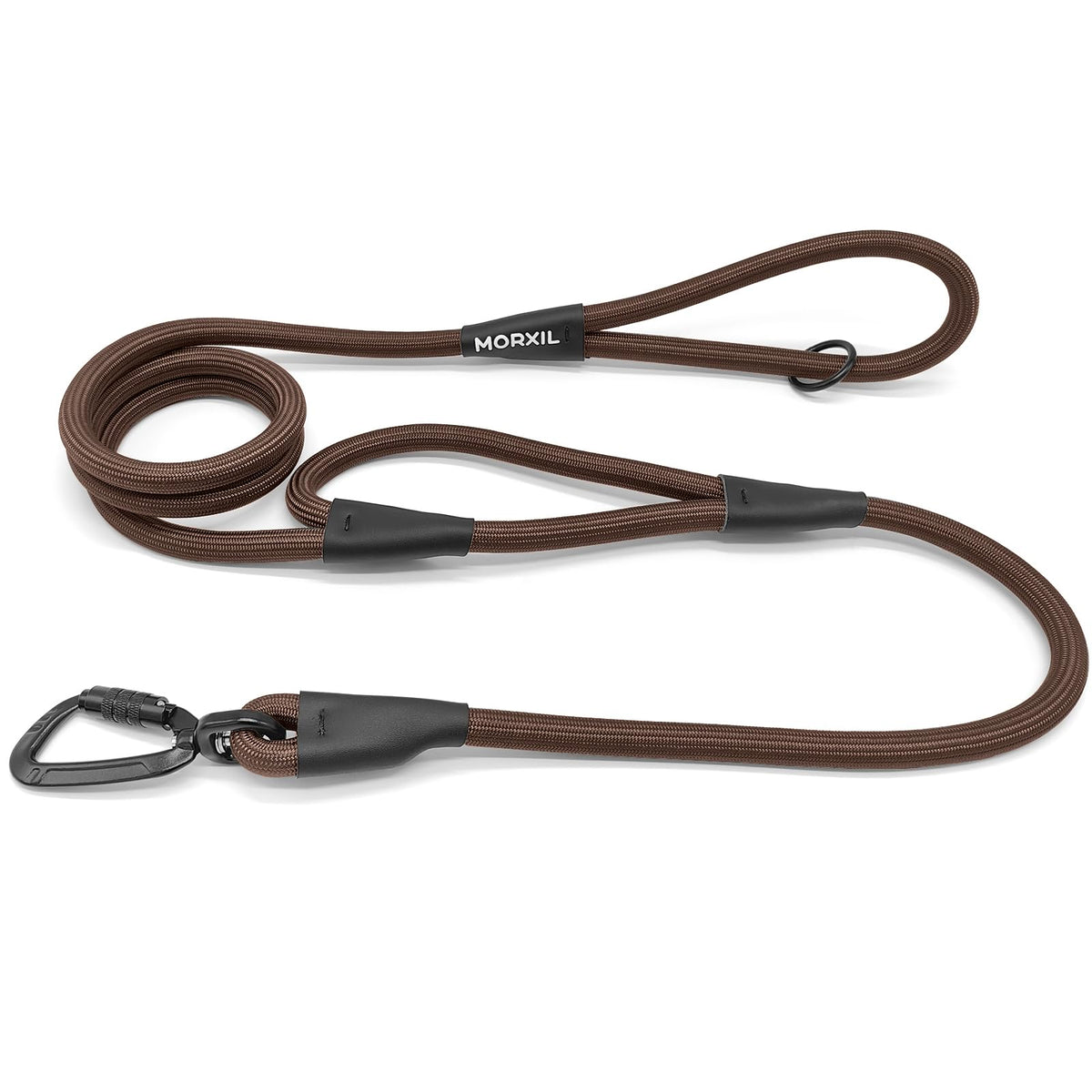 Rope Dog Leash, 6 Foot Heavy Duty Dog Leash with Aviation Aluminum Auto Locking Carabiner, Strong Nylon Pet Lead for Small, Medium, Large Dogs (Black, 6FT)