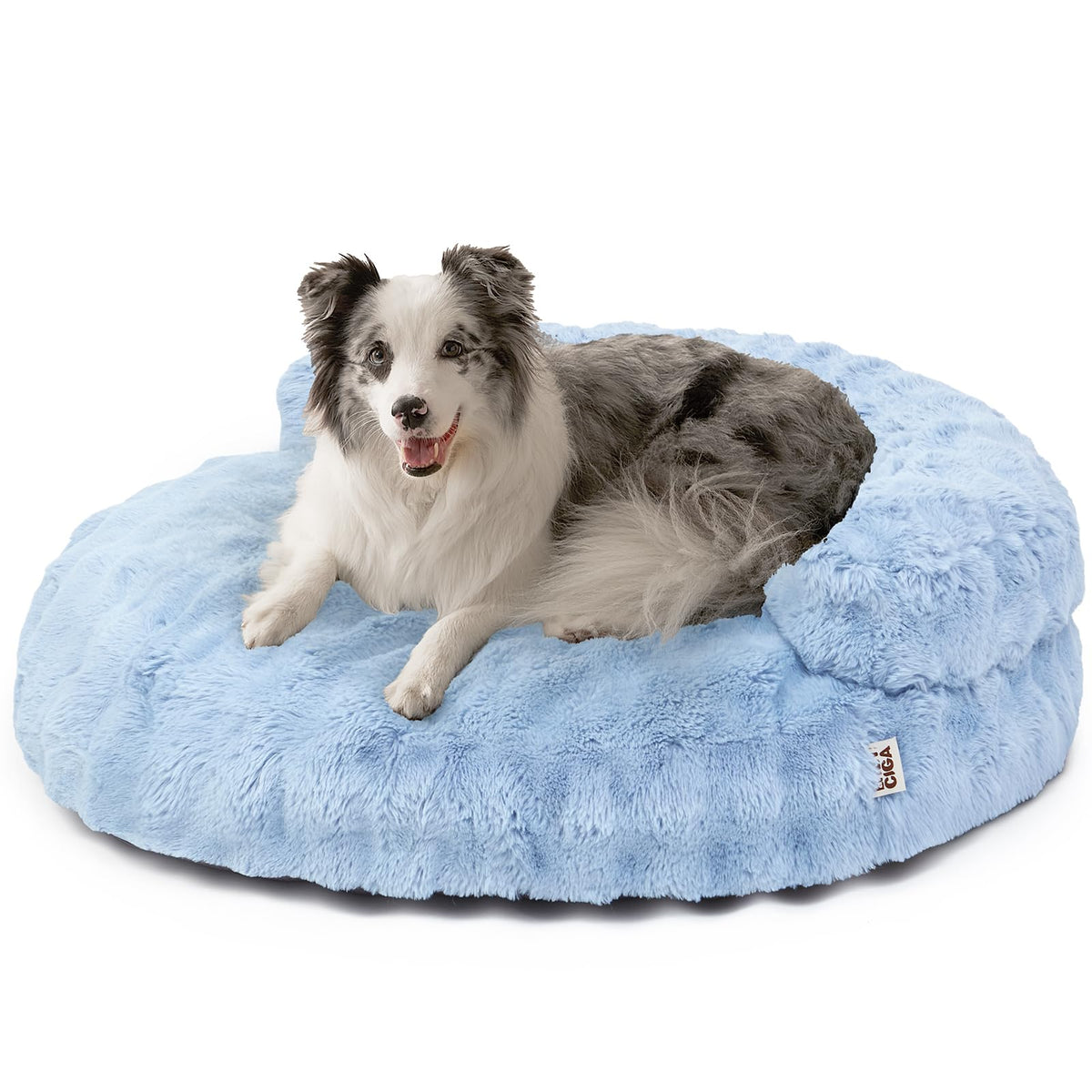 EHEYCIGA Dog Bed Medium Size Dog, Fluffy Small Dog Couch with Removable Washable Cover, Bolster Pet Sofa, Waterproof and Non-Slip, 30" x 30"x 8.5", Cream