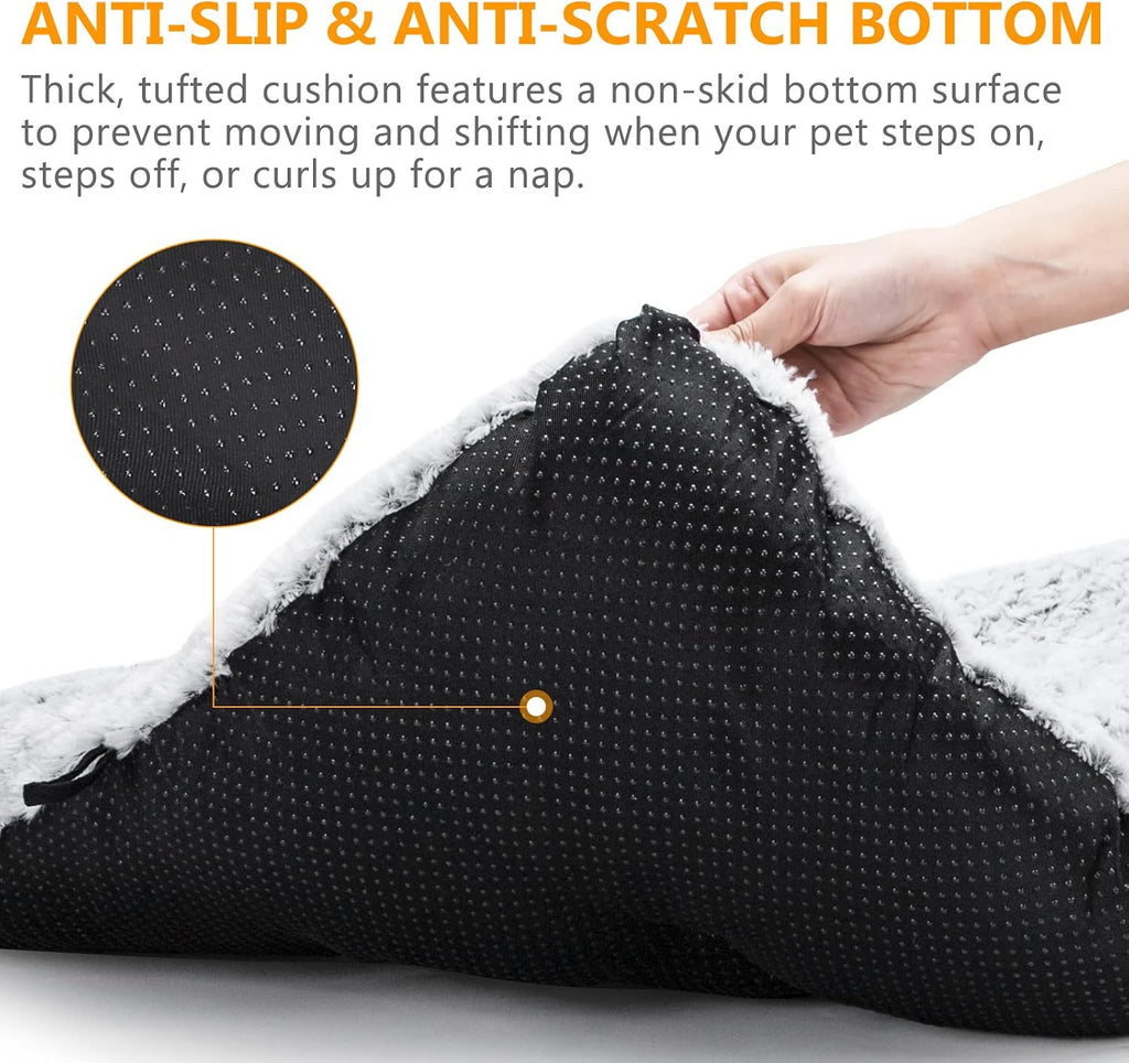 Dog Bed Kennel Pad Washable Anti-Slip Crate Mat for Small Dogs and Cats (24-inch)