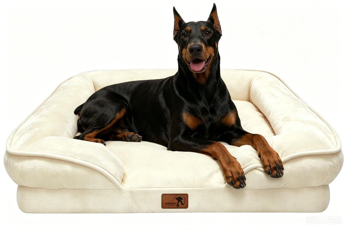 Spotted Play Orthopedic Dog Bed with Sides - Dog Sofa Beds for Medium Dogs, Supportive Foam Pet Couch Bed with Washable Removable Cover, Waterproof Lining and Non-Slip Bottom, Grey - M