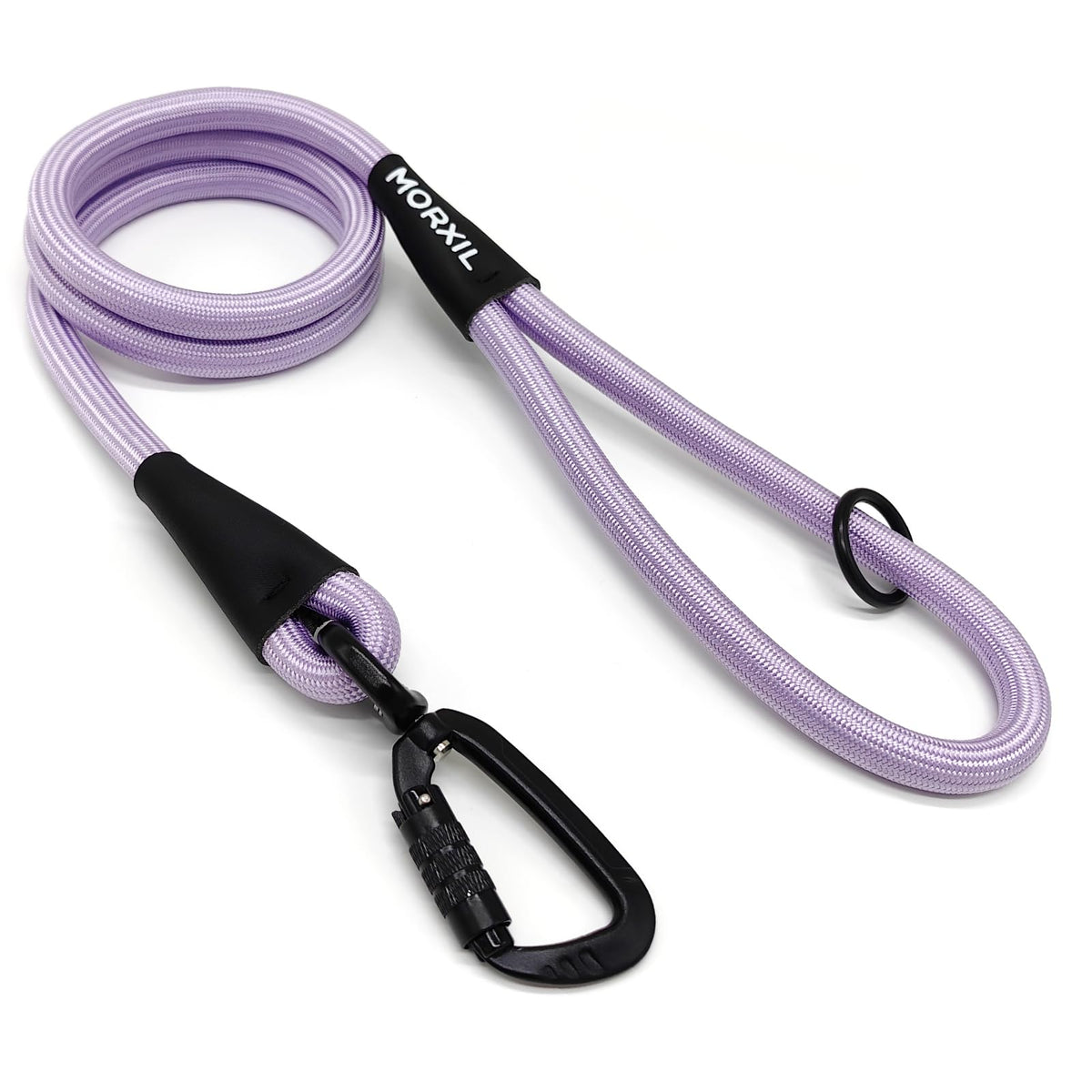 Rope Dog Leash, 6 Foot Heavy Duty Dog Leash with Aviation Aluminum Auto Locking Carabiner, Strong Nylon Pet Lead for Small, Medium, Large Dogs (Black, 6FT)