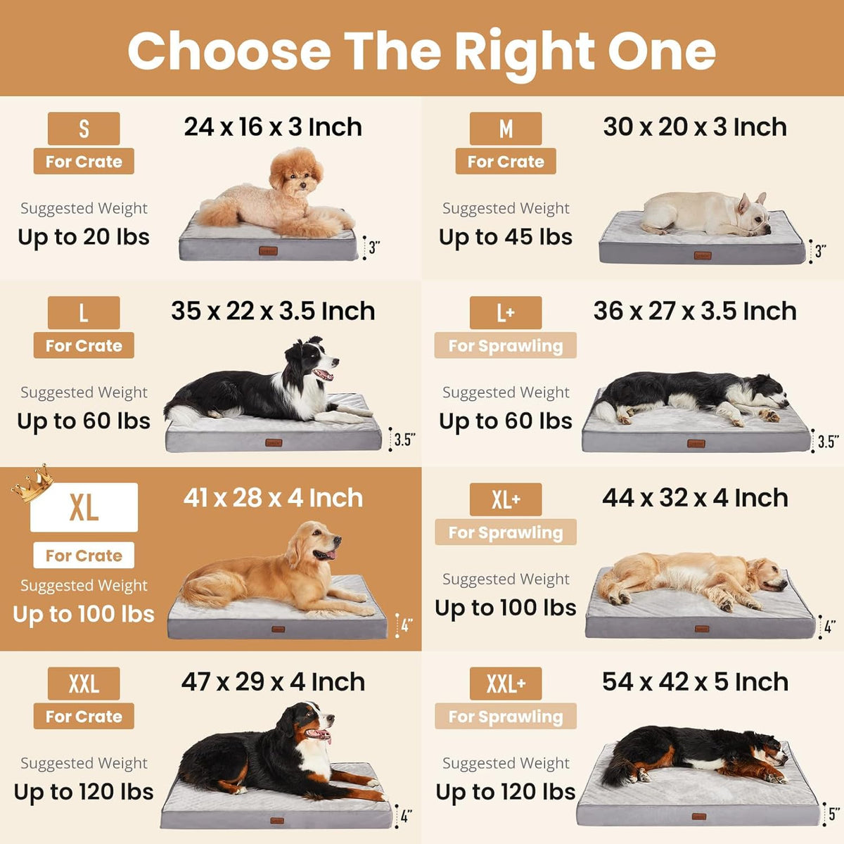 OhGeni Orthopedic Large Dog Bed, Reversible Memory Foam, 41 inch-XL(Gray)