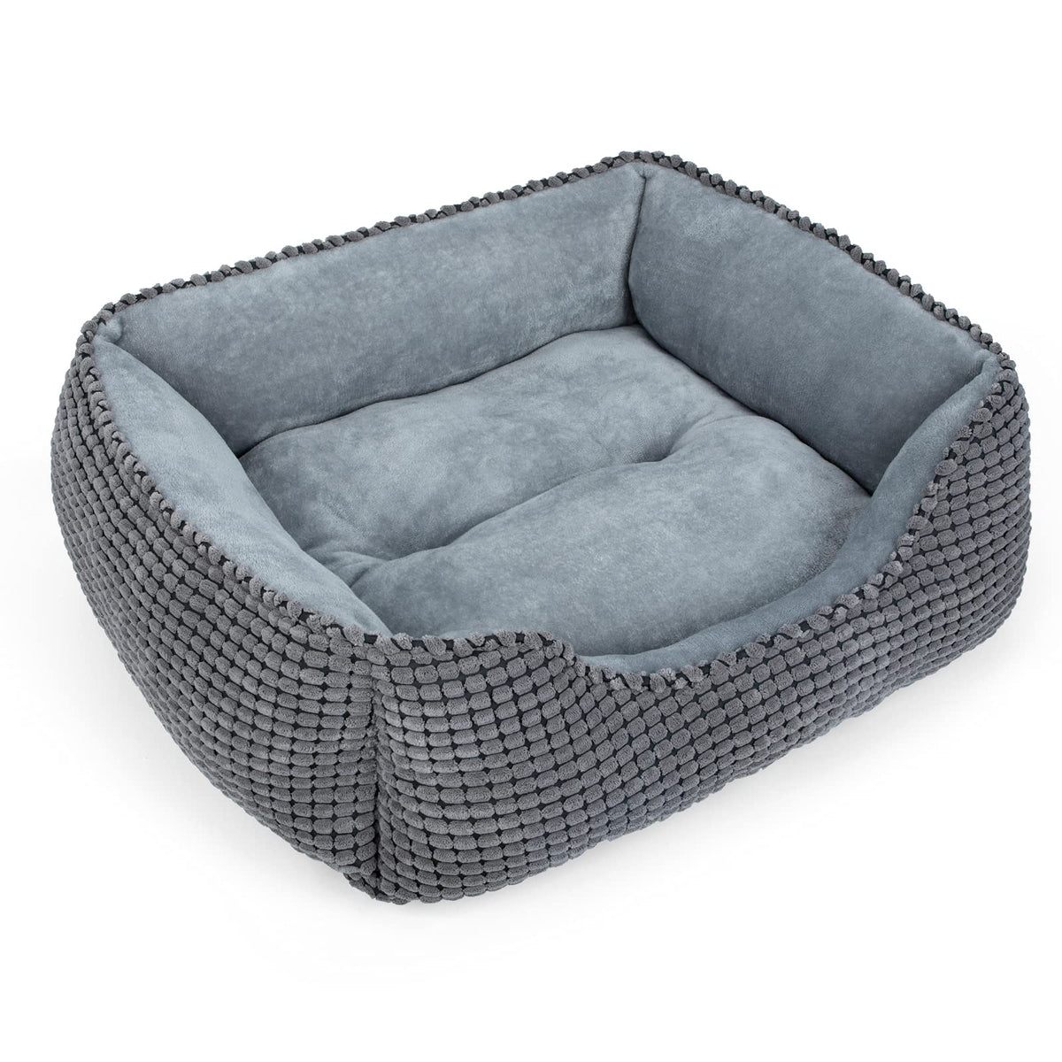 MIXJOY Dog Bed for Large Medium Small Dogs, Rectangle Washable Sleeping Puppy Bed, Soft Calming Cat Beds for Indoor Cats, Orthopedic Pet Sofa Bed, Anti-Slip Bottom with Multiple Size (20'', Grey)