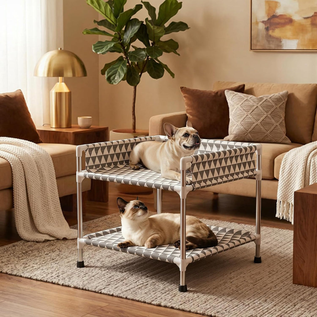 Kuntrust Bedside Dog Bed for 2 Pets with 3-Sided guardrail,S