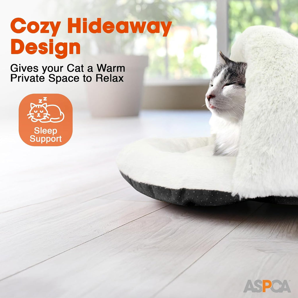 ASPCA - Cat Cave Bed for Indoor Cats Cozy Warm Felt House Dome for Cats & Kittens Soft, Warm & Plush Cave Bed with Removable Cushion Enclosed Pet Hideout Comfort Security 23' x 17" x 6"