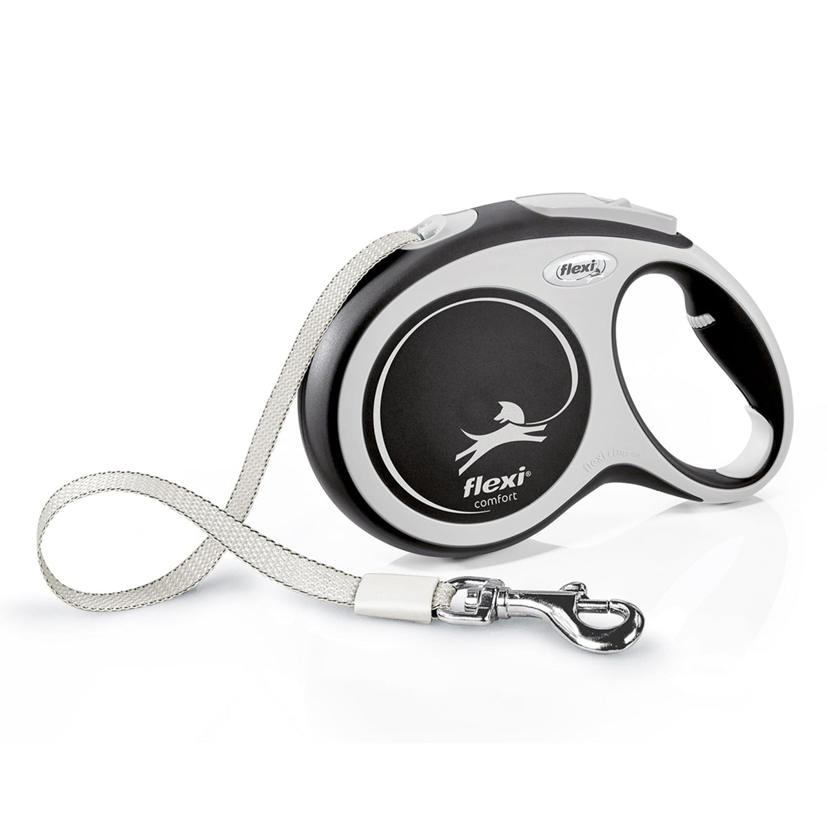 FLEXI® Comfort Tape Retractable Dog Leash, Small, 16 ft - Grey/Black