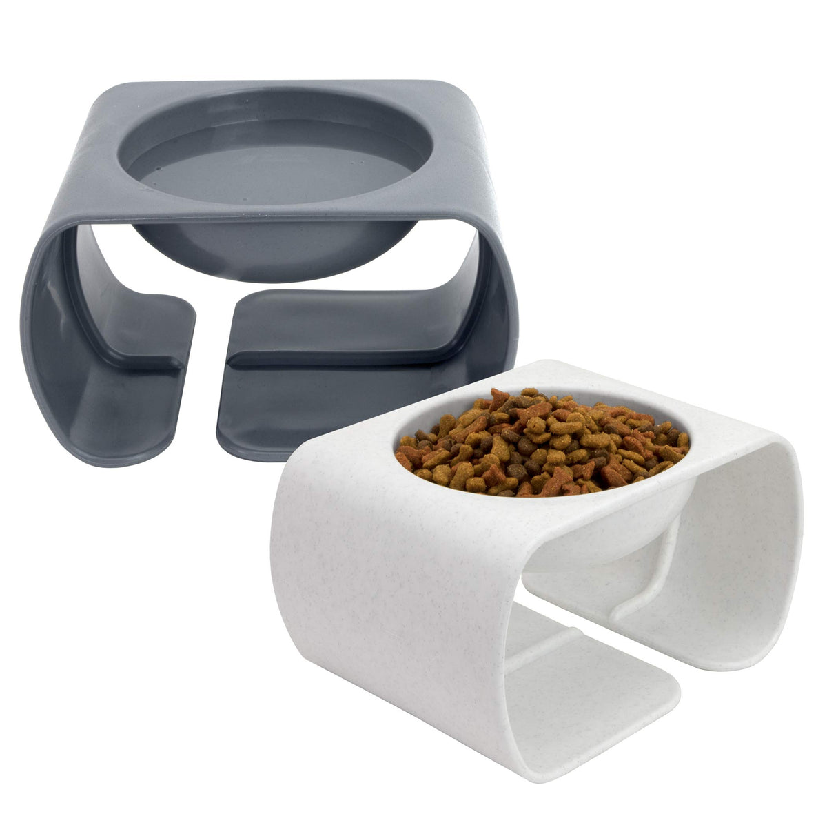 Kitty City Elevated Cat Bowls (Set of 2), Whisker-Friendly Raised Cat Food & Water Dishes, Modern Pedestal Design, Dishwasher Safe, 6.5 oz Each – Teal & Light Pink