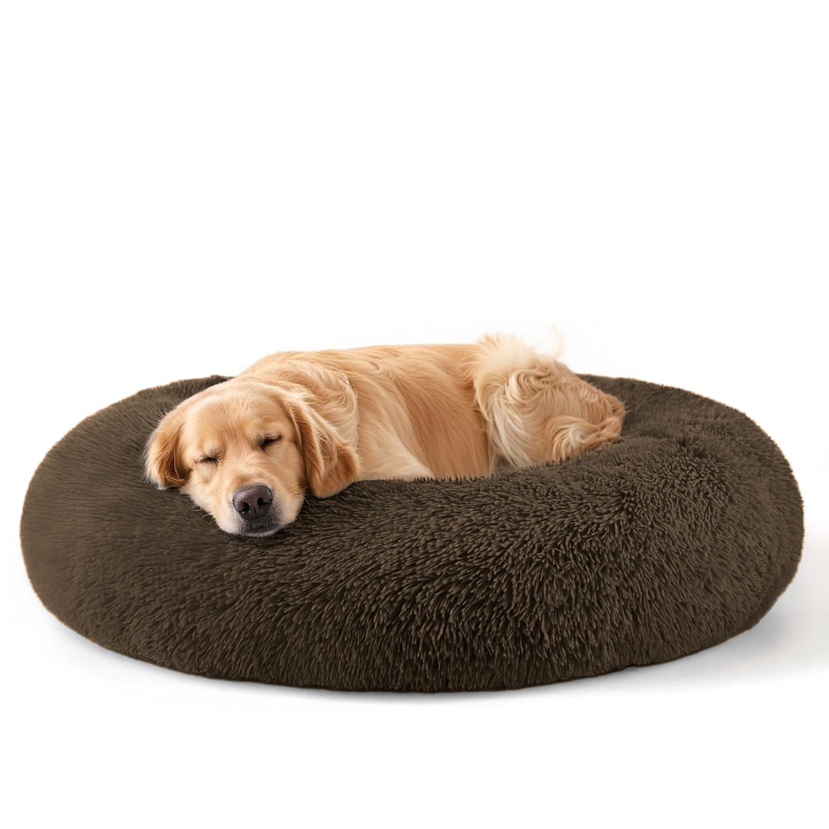 Hoewina Dog & Cat Bed for Indoor Cats, 20in Calming Donut Bed (Light Grey)