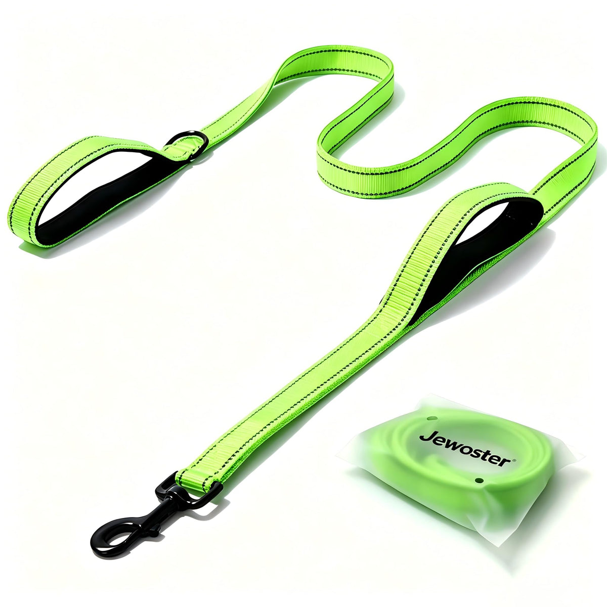 Heavy Duty Dog Leash - 2 Handles by Padded Traffic Handle for Extra Control, 6foot Long - Perfect for Medium to Large Dogs (6 ft, Black)