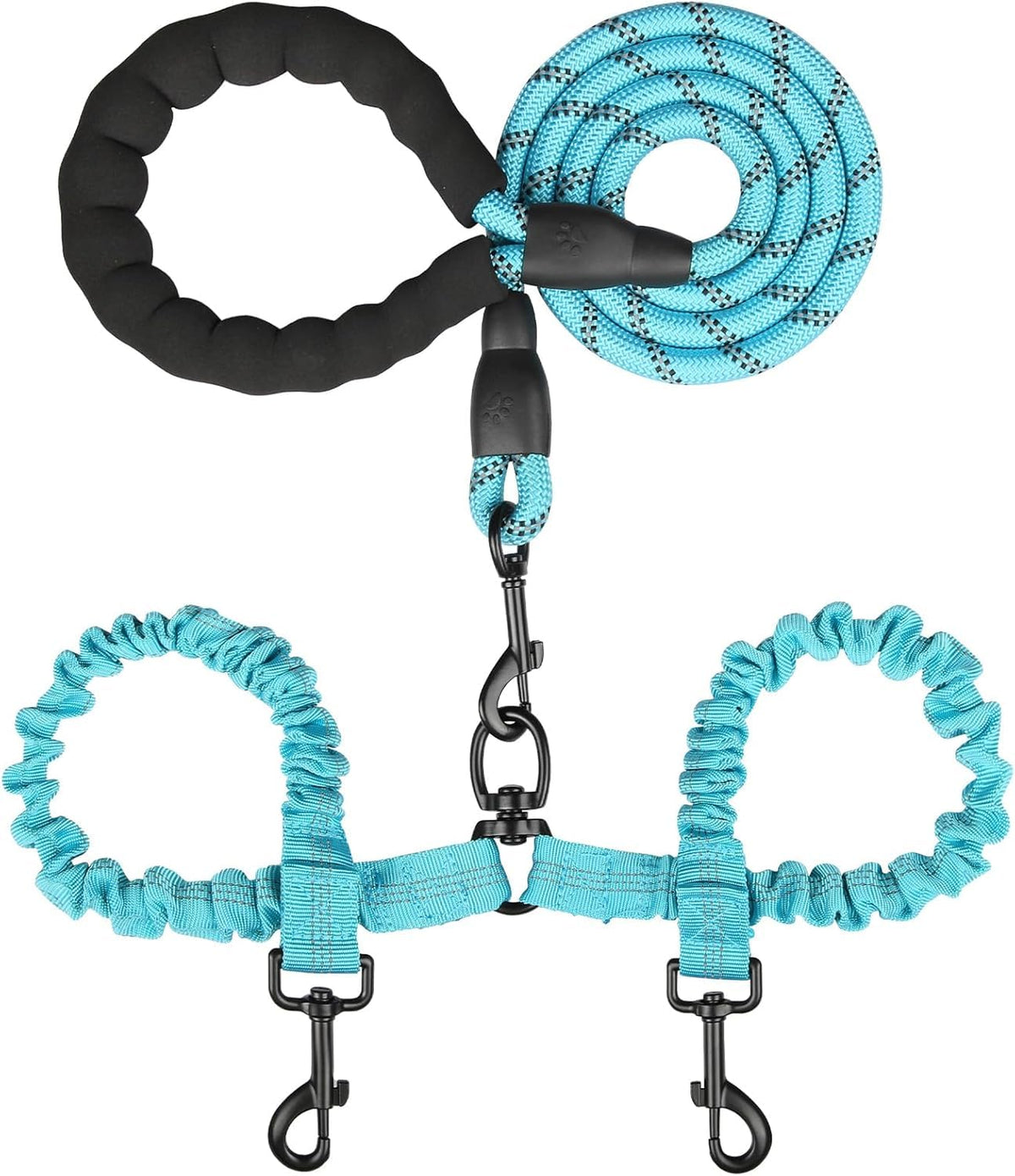 MingXpets Double Dog Leash,360° Swivel Tangle Free Bungee Walking Training