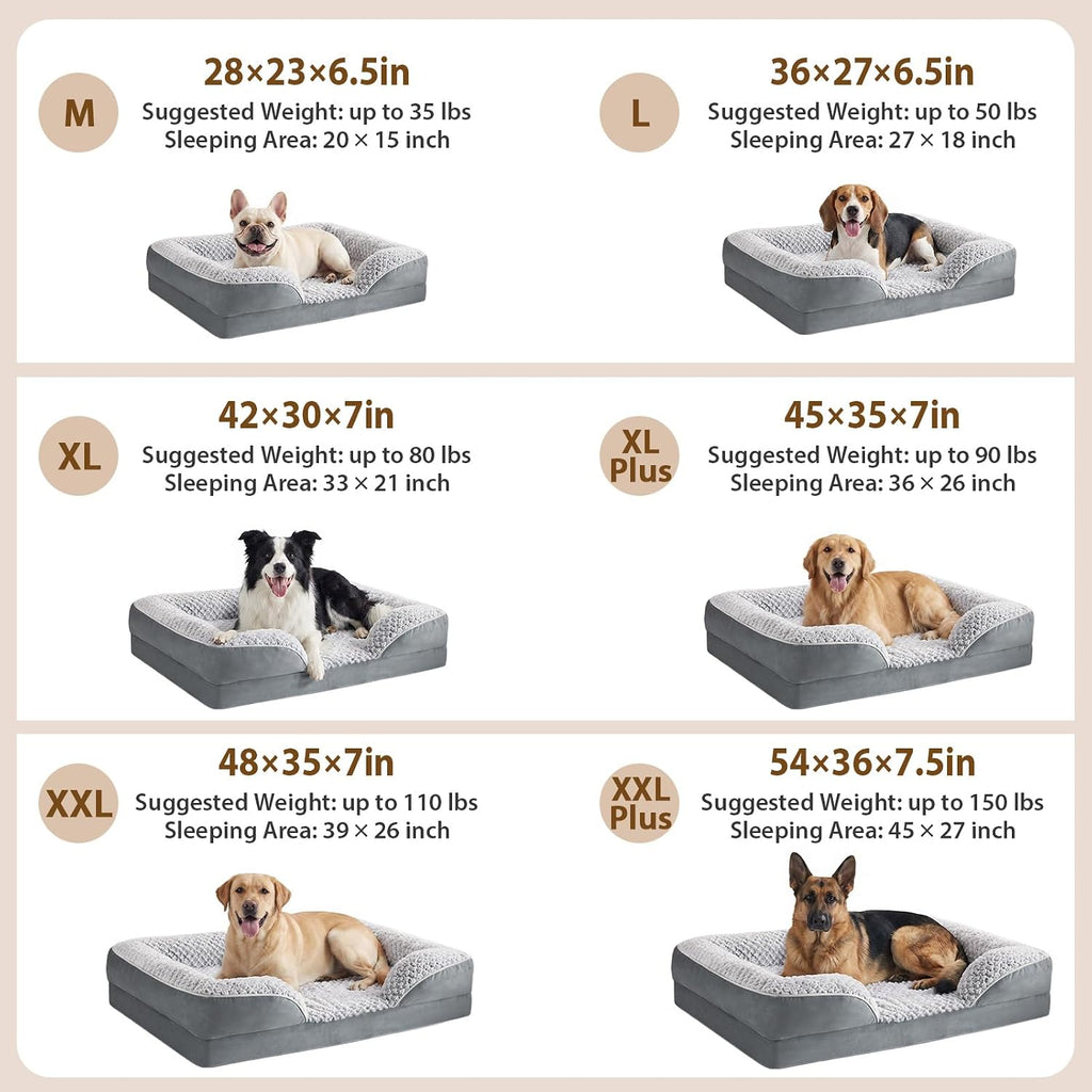 LEXTRO Washable Orthopedic Dog Bed, Waterproof Couch for Large Senior Dogs