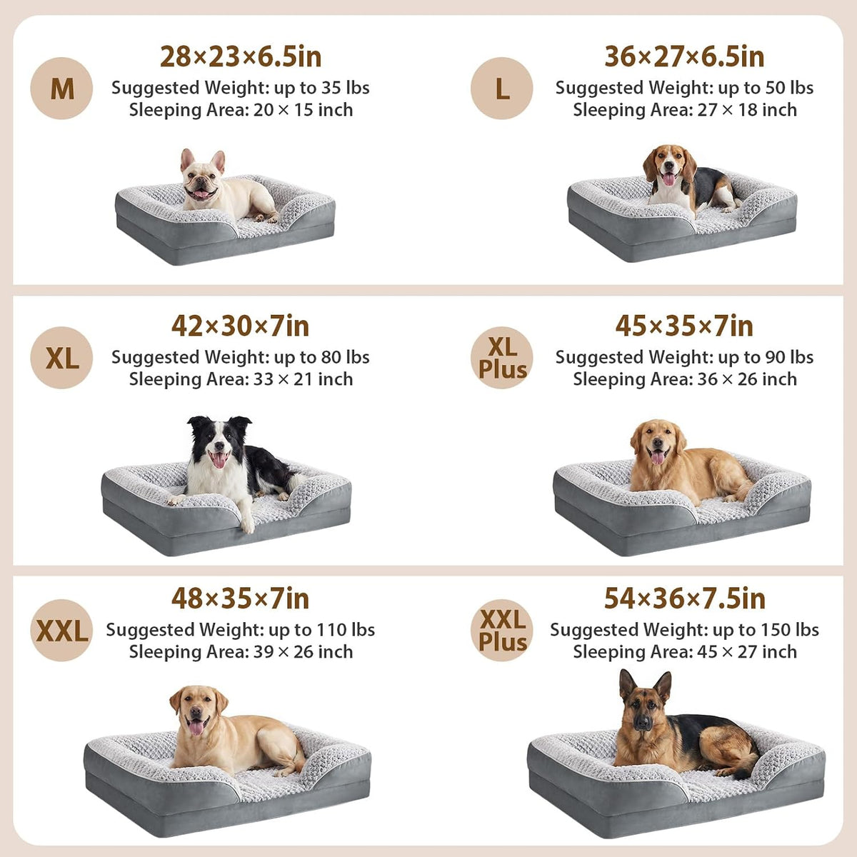 LEXTRO Washable Orthopedic Dog Bed, Waterproof Couch for Large Senior Dogs