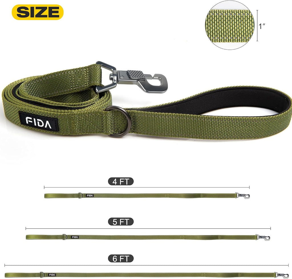 Fida Heavy Duty Dog Leash for Medium Large Dogs, 4 FT, Dual Padded Handles