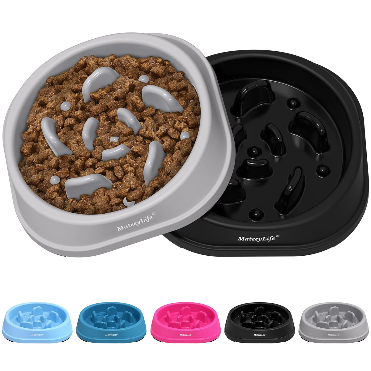 MateeyLife 2-Pack Slow Feeder Dog Bowls, 2 Cups, Dog Puzzle Feeder Bowl