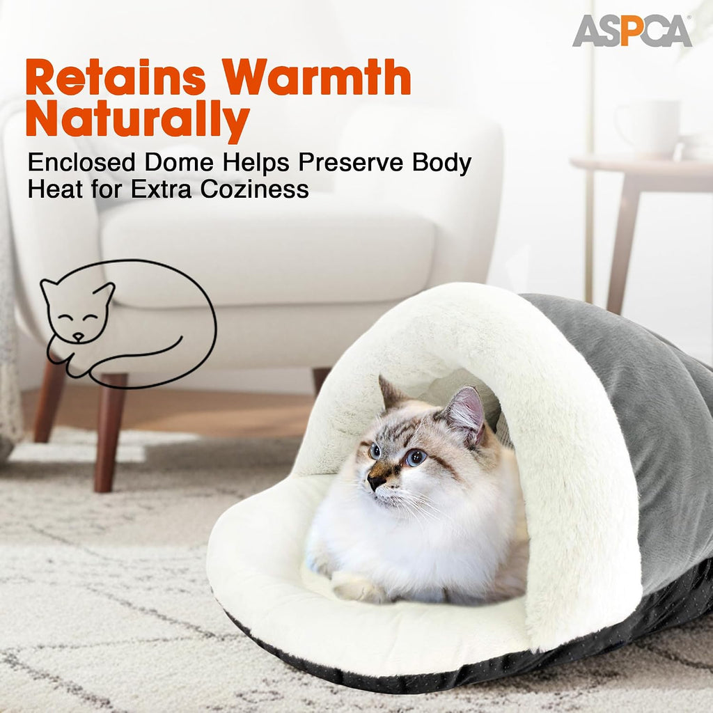 ASPCA - Cat Cave Bed for Indoor Cats Cozy Warm Felt House Dome for Cats & Kittens Soft, Warm & Plush Cave Bed with Removable Cushion Enclosed Pet Hideout Comfort Security 23' x 17" x 6"