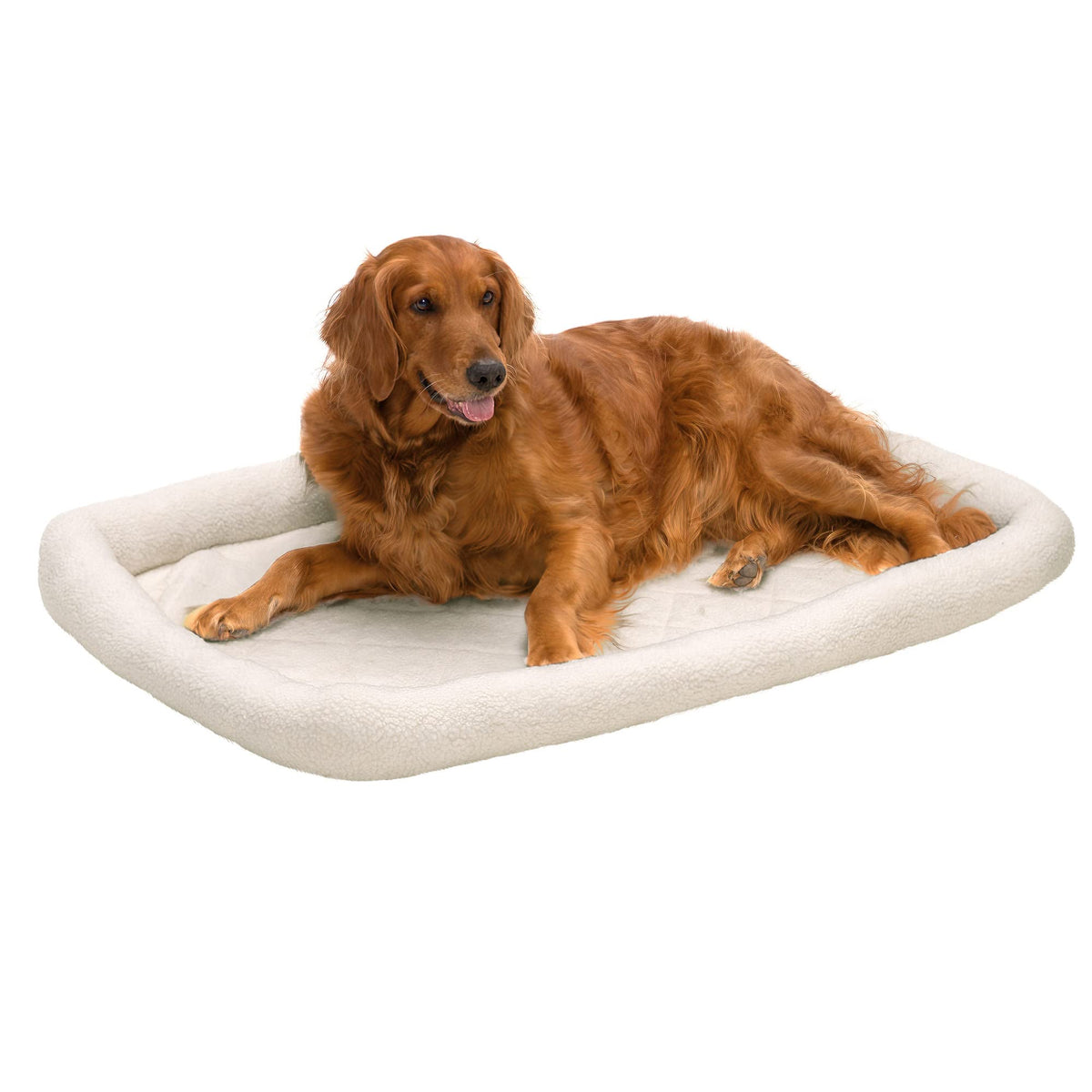 FurHaven Dog Bed for Extra Small Dogs & Cats, Bolster Crate Pad with Soft Supportive Base for Carriers & Kennels, Machine Washable, Extra Small, Sherpa Fleece, Cream