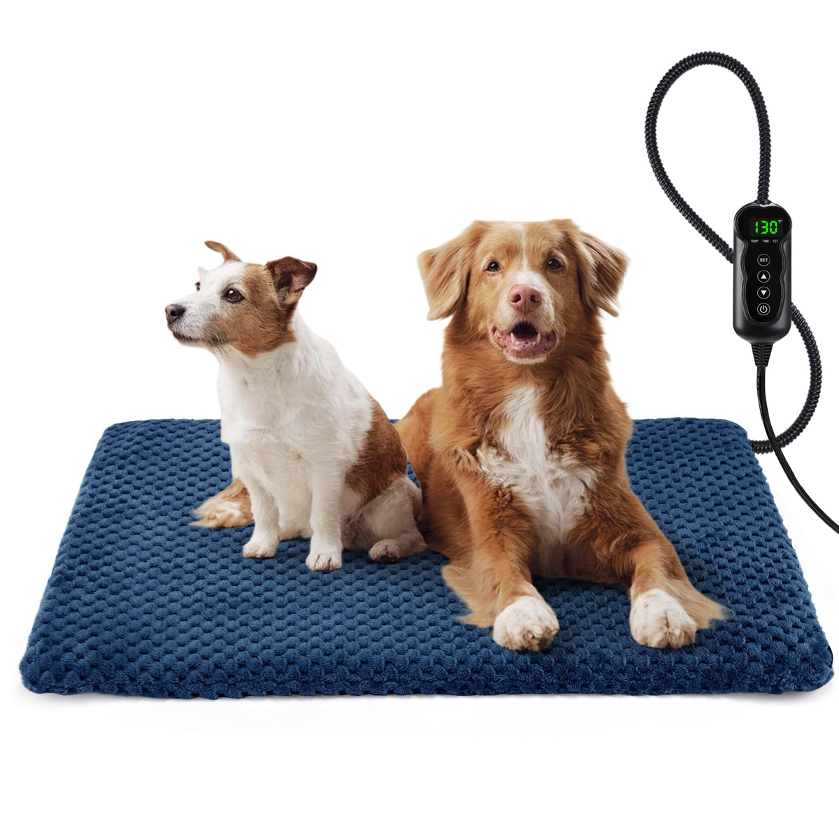 INVENHO Heated Cat Bed, Waterproof Adjustable Temperature Dog Cat Heating Pad with Timer, Indoor Pet Heating Pad for Cats Dogs Electric Pads for Dogs Cats, Pet Heated Pad (S: 18" x 16")