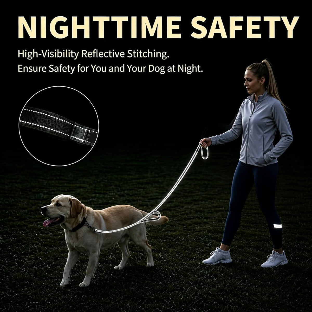 2 Pack Dog Leash, 6 FT Heavy Duty Dual Handle Reflective Leash for Dogs